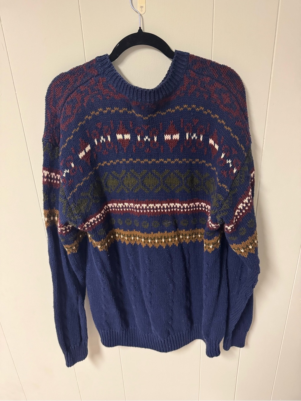 Midwest Traders - Men's Blue Patterned Crewneck Sweater